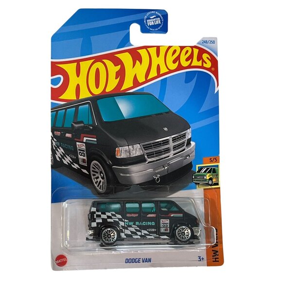 Hot Wheels 2024 Dodge Van HW Vans Black Checker 1:64 Diecast Car NOC - Picture 1 of 9